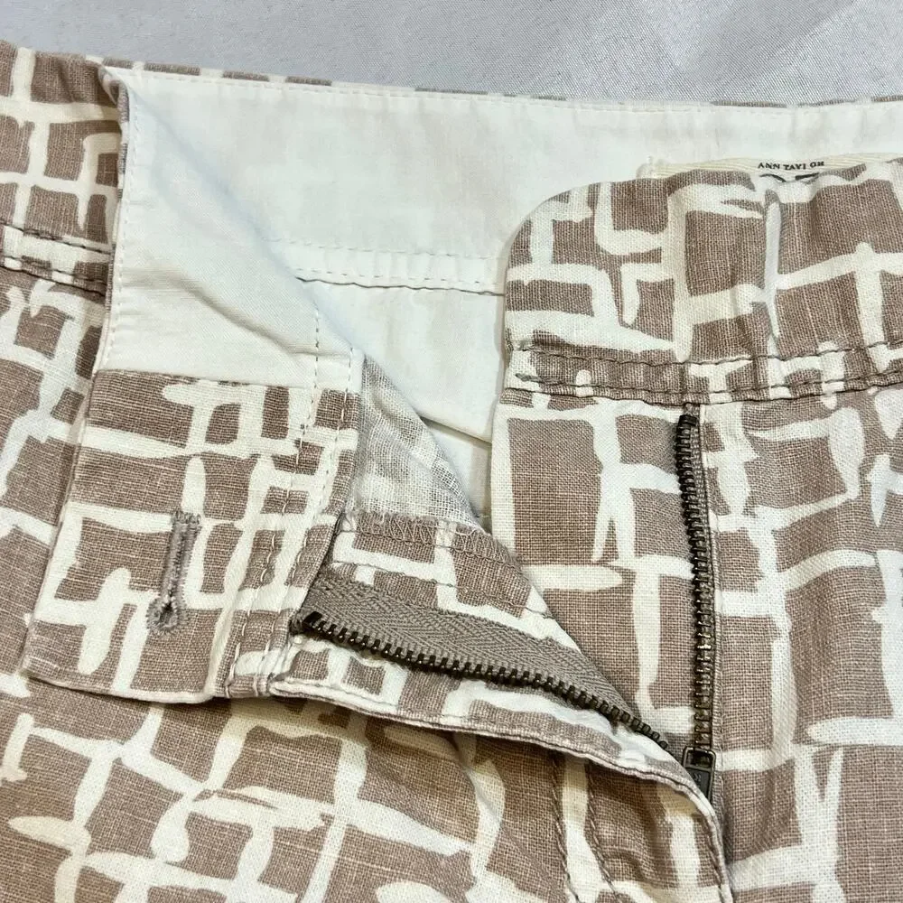 Ann Taylor LOFT Shorts Lot 3 Women 10 White Beige Geometric Linen Blend Casual